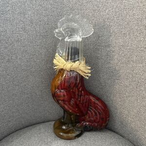 Rooster Glass Shaped Jar with Vinegar & Peppers Sealed Vintage Decorative